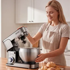VEVOR 7.4 Qt Tilt Head Stand Mixer 500W Electric Dough Mixer, 6 Speeds with Pulse Food Kitchen Mixer with Stainless Steel Bowl, Splash Guard, Dough Hook, Whisk, Beater, for Baking Mixing