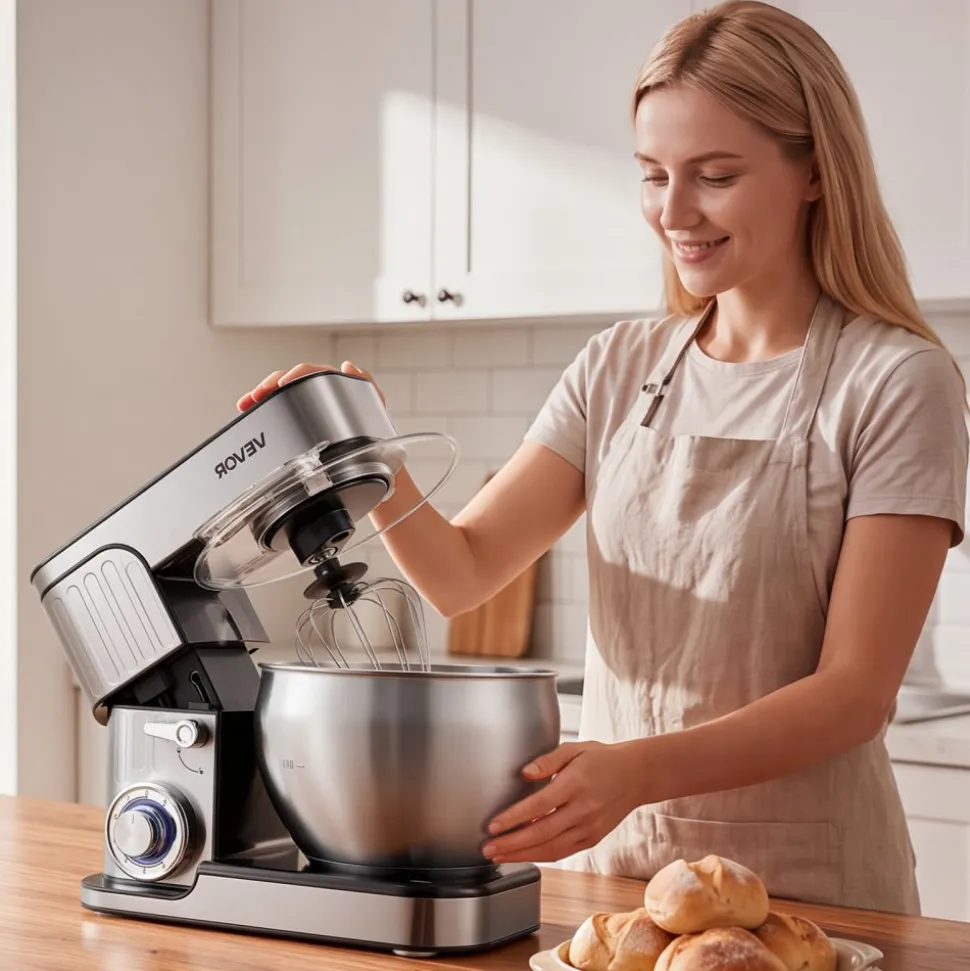VEVOR 7.4 Qt Tilt Head Stand Mixer 500W Electric Dough Mixer, 6 Speeds with Pulse Food Kitchen Mixer with Stainless Steel Bowl, Splash Guard, Dough Hook, Whisk, Beater, for Baking Mixing