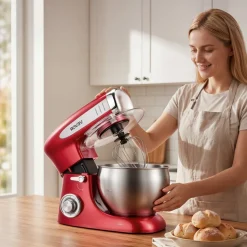 VEVOR 7.4 Qt Tilt Head Stand Mixer 500W Electric Dough Mixer, 6 Speeds with Pulse Food Kitchen Mixer with Stainless Steel Bowl, Splash Guard, Dough Hook, Whisk, Beater, for Baking Mixing