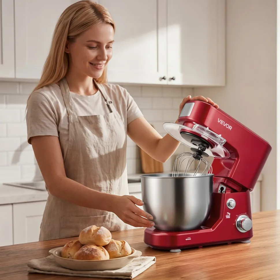 VEVOR 5.3 Qt Tilt Head Stand Mixer 400W Electric Dough Mixer, 10 Speeds Food Kitchen Mixer with Stainless Steel Bowl, Splash Guard, Dough Hook, Whisk, Beater, for Baking Mixing