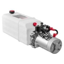 VEVOR 6 Quart Hydraulic Power Unit, Single Acting Dump Trailer Pump, 3200 PSI Max Relief Pressure & 0.91 GPM Flow Rate, DC 12V Hydraulic Pump with Metal Reservoir for Dump Trailer Car Lifting, White