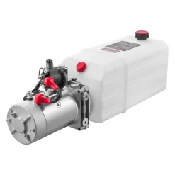 VEVOR 6 Quart Hydraulic Power Unit, Single Acting Dump Trailer Pump, 3200 PSI Max Relief Pressure & 0.91 GPM Flow Rate, DC 12V Hydraulic Pump with Metal Reservoir for Dump Trailer Car Lifting, White