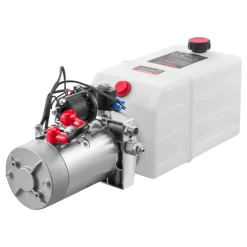 VEVOR 6 Quart Hydraulic Power Unit, Double Acting Dump Trailer Pump, 3200 PSI Max Relief Pressure & 0.91 GPM Flow Rate, DC 12V Hydraulic Pump with Metal Reservoir for Dump Trailer Car Lifting, White
