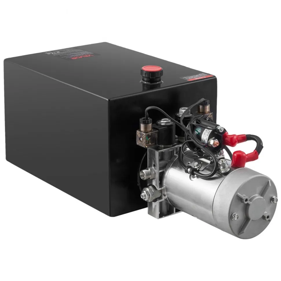 VEVOR 20 Quart Hydraulic Power Unit, Double Acting Dump Trailer Pump, 3200 PSI Max Relief Pressure & 0.91 GPM Flow Rate, DC 12V Hydraulic Pump with Metal Reservoir for Dump Trailer Car Lifting