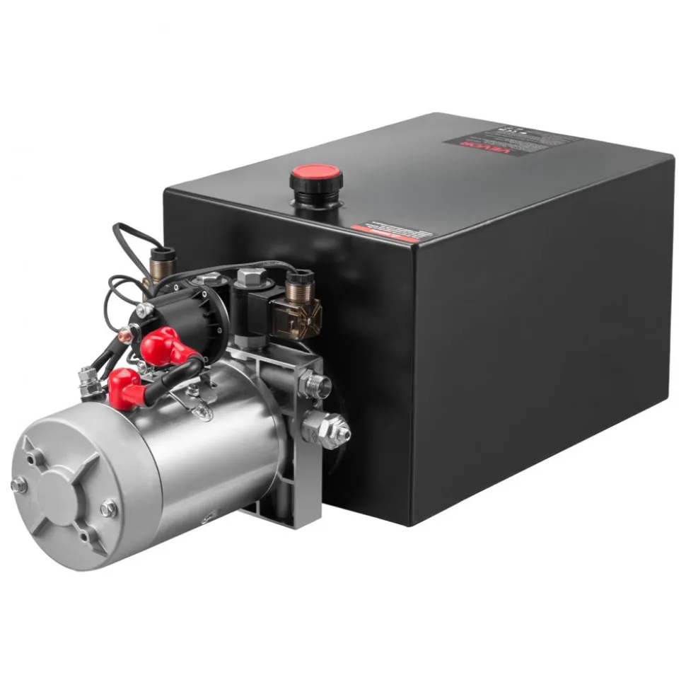 VEVOR 20 Quart Hydraulic Power Unit, Double Acting Dump Trailer Pump, 3200 PSI Max Relief Pressure & 0.91 GPM Flow Rate, DC 12V Hydraulic Pump with Metal Reservoir for Dump Trailer Car Lifting