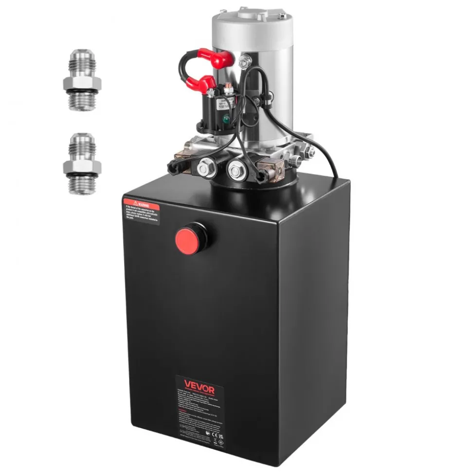 VEVOR 20 Quart Hydraulic Power Unit, Double Acting Dump Trailer Pump, 3200 PSI Max Relief Pressure & 0.91 GPM Flow Rate, DC 12V Hydraulic Pump with Metal Reservoir for Dump Trailer Car Lifting