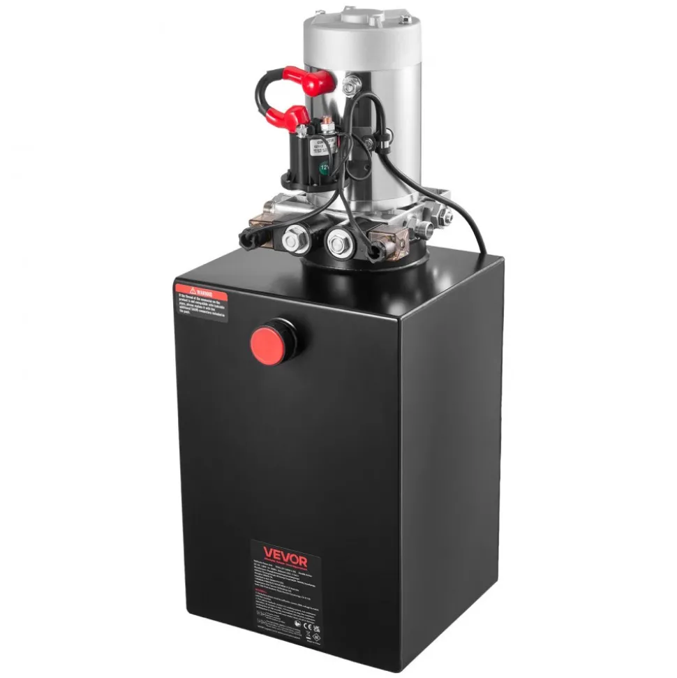 VEVOR 20 Quart Hydraulic Power Unit, Double Acting Dump Trailer Pump, 3200 PSI Max Relief Pressure & 0.91 GPM Flow Rate, DC 12V Hydraulic Pump with Metal Reservoir for Dump Trailer Car Lifting