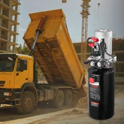 VEVOR 8 Quart Hydraulic Power Unit, Double Acting Dump Trailer Pump, 3200 PSI Max Relief Pressure & 0.91 GPM Flow Rate, DC 12V Hydraulic Pump with Metal Reservoir for Dump Trailer Car Lifting