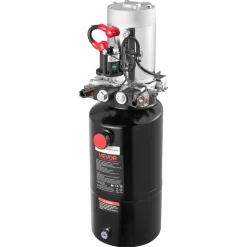 VEVOR 8 Quart Hydraulic Power Unit, Double Acting Dump Trailer Pump, 3200 PSI Max Relief Pressure & 0.91 GPM Flow Rate, DC 12V Hydraulic Pump with Metal Reservoir for Dump Trailer Car Lifting
