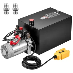 VEVOR 20 Quart Hydraulic Pump, Double Acting Dump Trailer Pump, 3200PSI Max Relief Pressure, 0.91 GPM Flow Rate, DC12V 1.6KW Hydraulic Power Unit for Dump Trailer Car Lifting (Horizontal Installation)