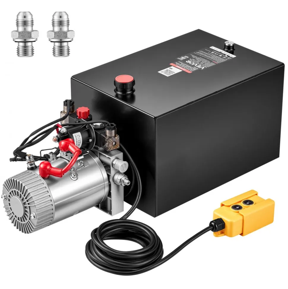 VEVOR 20 Quart Hydraulic Pump, Double Acting Dump Trailer Pump, 3200PSI Max Relief Pressure, 0.91 GPM Flow Rate, DC12V 1.6KW Hydraulic Power Unit for Dump Trailer Car Lifting (Horizontal Installation)