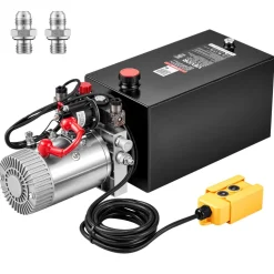 VEVOR 10 Quart Hydraulic Pump, Double Acting Hydraulic Trailer Pump, 3200PSI Max Relief Pressure, 0.91GPM Flow Rate, DC12V 1.6KW Power Unit for Dump Trailer Car Lifting (Horizontal Installation)