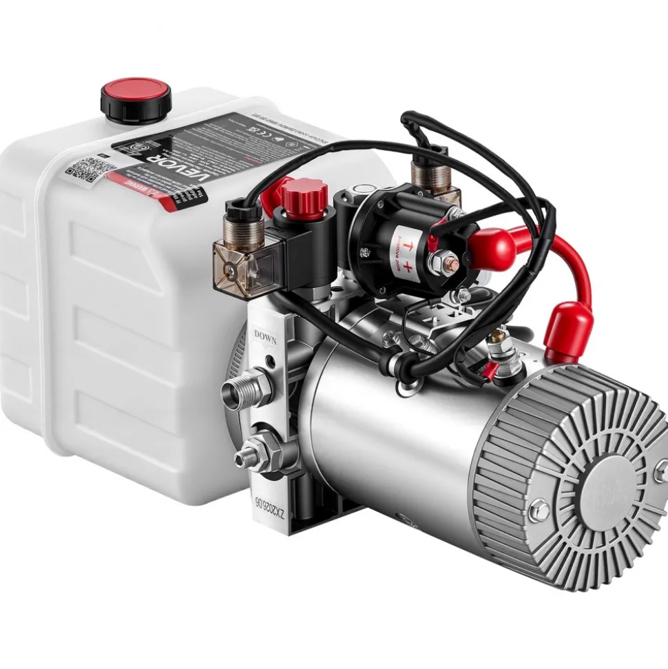 VEVOR 3 Quart Hydraulic Pump, Double Acting Dump Trailer Pump, 3200PSI Max Relief Pressure & 0.91 GPM Flow Rate, DC12V 1.6KW Hydraulic Power Unit for Dump Trailer Car Lifting (Horizontal Installation)