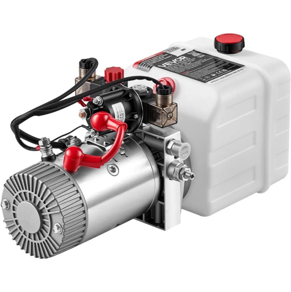 VEVOR 3 Quart Hydraulic Pump, Double Acting Dump Trailer Pump, 3200PSI Max Relief Pressure & 0.91 GPM Flow Rate, DC12V 1.6KW Hydraulic Power Unit for Dump Trailer Car Lifting (Horizontal Installation)