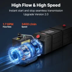 VEVOR 15 Quart Hydraulic Pump, 2.2KW Hydraulic Motor Dump Trailer Pump Single Acting, 3200 PSI Max Relief Pressure, 1.7 GPM Flow Rate, AC220-240V Hydraulic Power Unit Car Lift (Vertical Installation)