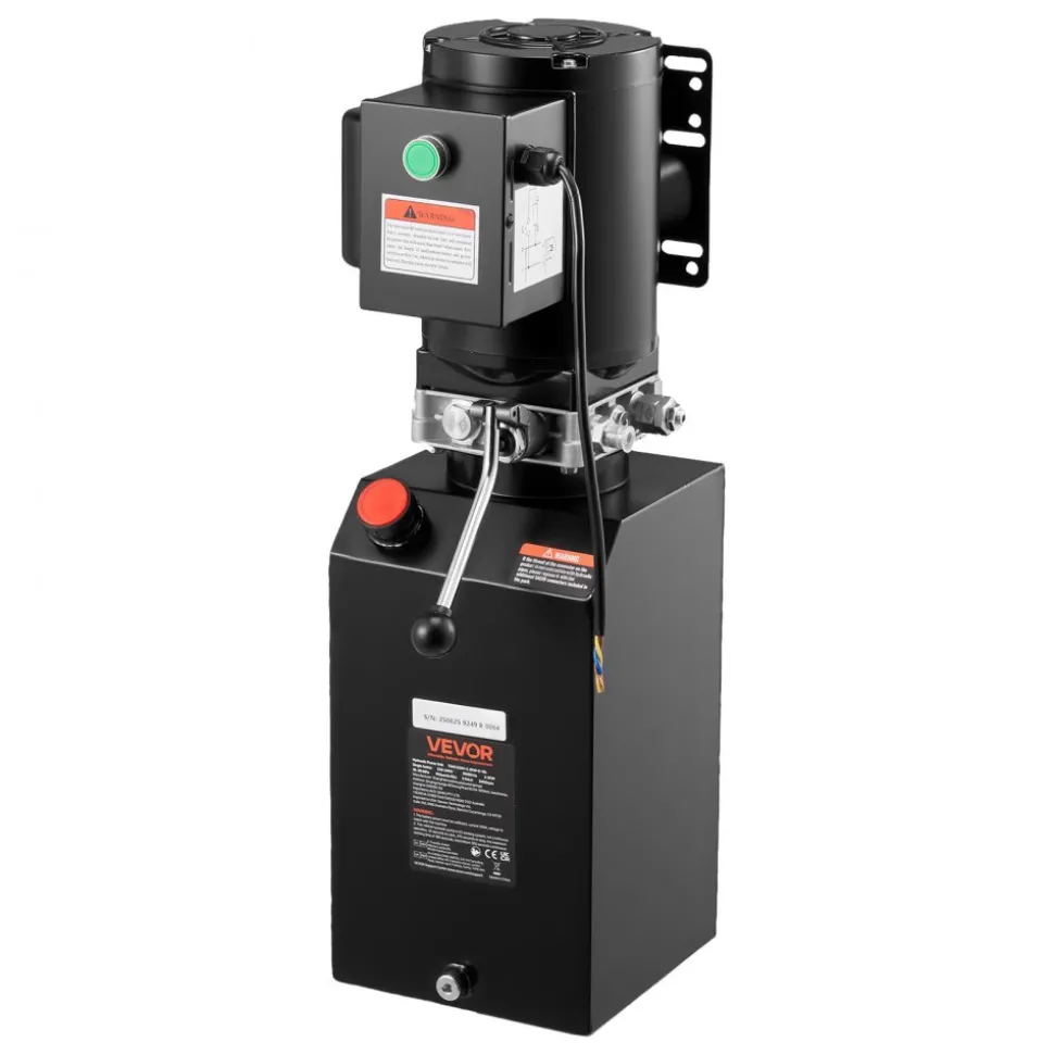 VEVOR 15 Quart Hydraulic Pump, 2.2KW Hydraulic Motor Dump Trailer Pump Single Acting, 3200 PSI Max Relief Pressure, 1.7 GPM Flow Rate, AC220-240V Hydraulic Power Unit Car Lift (Vertical Installation)