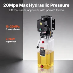 VEVOR 10 Quart Hydraulic Pump, 2.2KW Hydraulic Dump Trailer Pump Single Acting, 3200 PSI Max Relief Pressure, 1.7 GPM Flow Rate, AC220-240V Hydraulic Power Unit Car Lift (Vertical Installation)