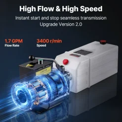 VEVOR 15 Quart Hydraulic Pump, 2.2KW Hydraulic Dump Trailer Pump Single Acting, 3200 PSI Max Relief Pressure, 1.7 GPM Flow Rate, AC220-240V Hydraulic Power Unit Car Lift (Vertical Installation)
