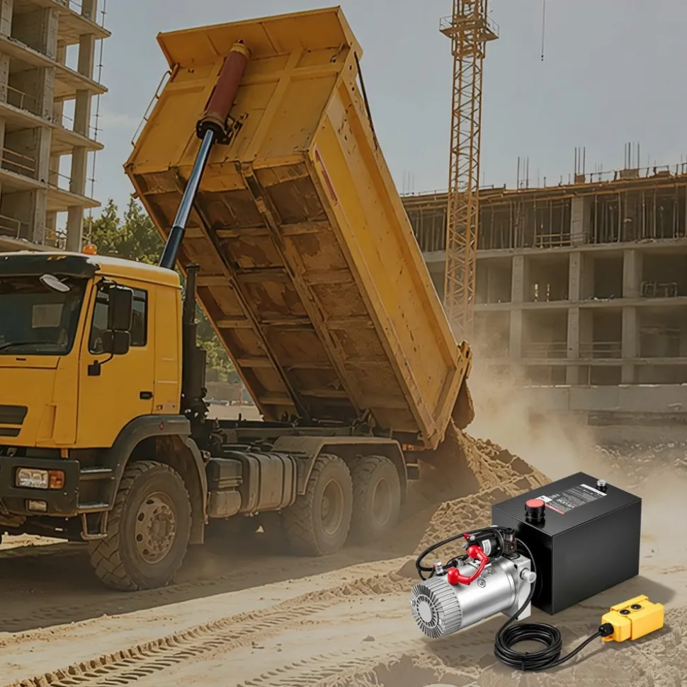 VEVOR 8 Quart Hydraulic Pump, Single Acting Hydraulic Power Unit, 3200 PSI Max Relief Pressure, 0.91 GPM Flow Rate, DC12V 1.6KW Power Unit for Dump Trailer Car Lifting (Horizontal Installation)