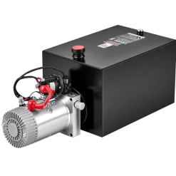 VEVOR 7 Quart Hydraulic Pump, Single Acting Dump Trailer Pump, 3200PSI Max Relief Pressure, 0.91 GPM Flow Rate, DC 12V 1.6KW Hydraulic Power Unit for Dump Trailer Car Lifting (Horizontal Installation)