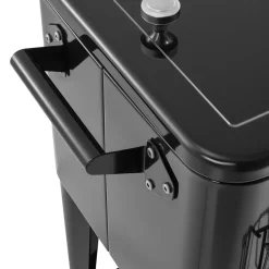 VEVOR 80 Quart Rolling Ice Chest, Holds up to 50 Bottles / 110 Cans, Portable Patio Party Bar Drink Cooler Cart with Bottom Shelf, Beverage Pool with Side Basket and Bottle Opener, Black