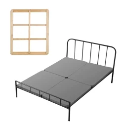 VEVOR Queen Size Bunkie Board, 1.5 in Bed Board Slats with 200D Oxford Cloth, Wooden Mattress Support for Queen Size Bed, Easy Assembly Support under Mattress, 4 Piece, Gray