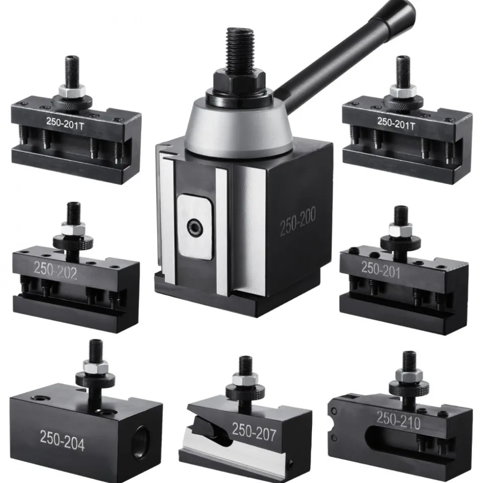 VEVOR Quick Change Tool Post Set, 8 Pcs, Includes Lathe Tool Holders, Piston Type Tool Post with Turning Tool Holder Accessories, for Mini Lathe & Metal Lathe 10"-15" Swing, Durable Steel Material
