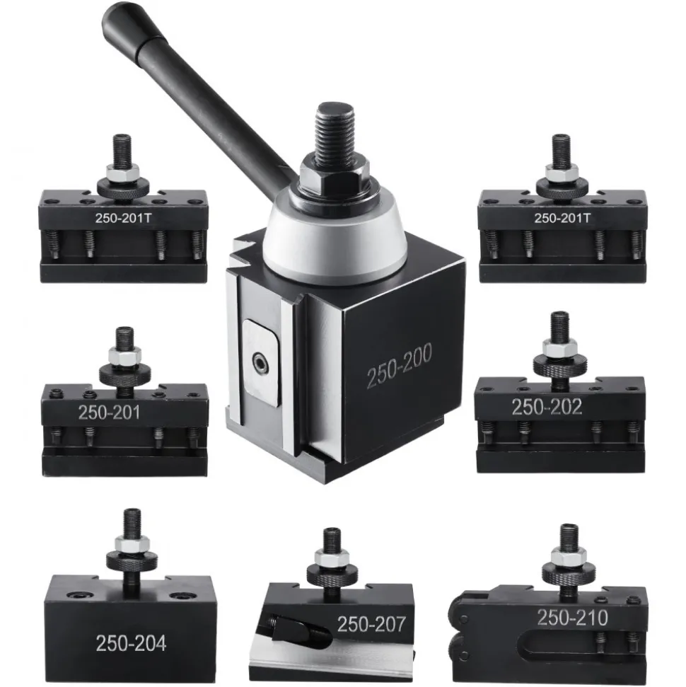 VEVOR Quick Change Tool Post Set, 8 Pcs, Includes Lathe Tool Holders, Piston Type Tool Post with Turning Tool Holder Accessories, for Mini Lathe & Metal Lathe 10"-15" Swing, Durable Steel Material
