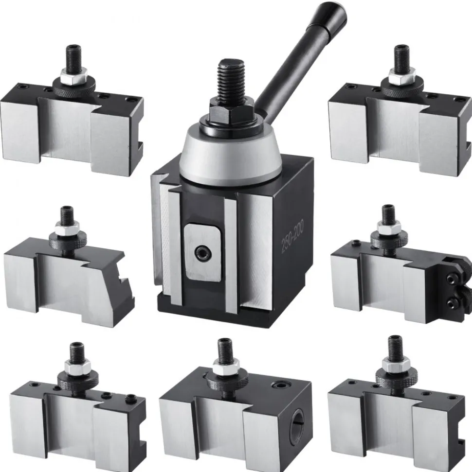 VEVOR Quick Change Tool Post Set, 8 Pcs, Includes Lathe Tool Holders, Piston Type Tool Post with Turning Tool Holder Accessories, for Mini Lathe & Metal Lathe 10"-15" Swing, Durable Steel Material