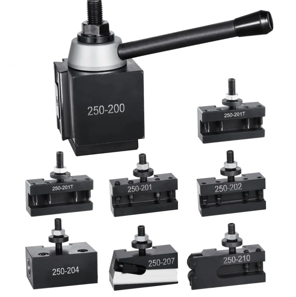 VEVOR Quick Change Tool Post Set, 8 Pcs, Includes Lathe Tool Holders, Piston Type Tool Post with Turning Tool Holder Accessories, for Mini Lathe & Metal Lathe 10"-15" Swing, Durable Steel Material