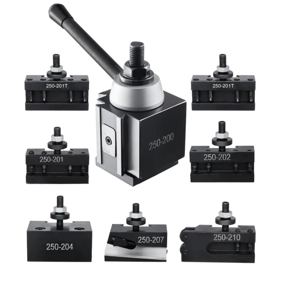 VEVOR Quick Change Tool Post Set, 8 Pcs, Includes Lathe Tool Holders, Piston Type Tool Post with Turning Tool Holder Accessories, for Mini Lathe & Metal Lathe 10"-15" Swing, Durable Steel Material