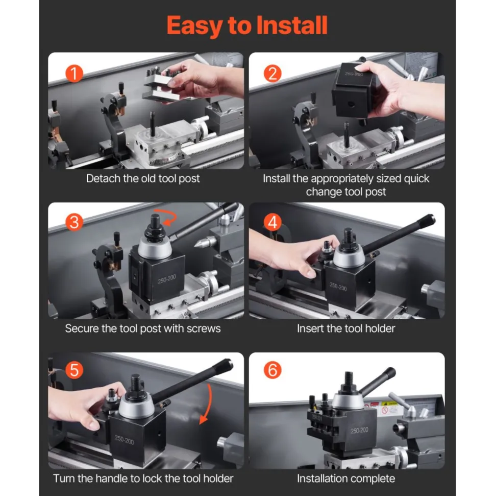 VEVOR Quick Change Tool Post Set, 6 Pcs, Includes Lathe Tool Holders, Wedge Type Tool Post with Turning Tool Holder Accessories, for Mini Lathe & Metal Lathe 10"-15" Swing, Durable Steel Material