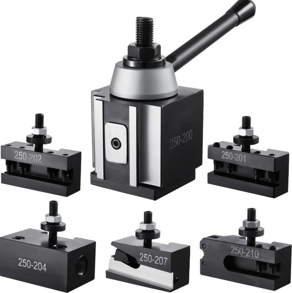 VEVOR Quick Change Tool Post Set, 6 Pcs, Includes Lathe Tool Holders, Wedge Type Tool Post with Turning Tool Holder Accessories, for Mini Lathe & Metal Lathe 10"-15" Swing, Durable Steel Material