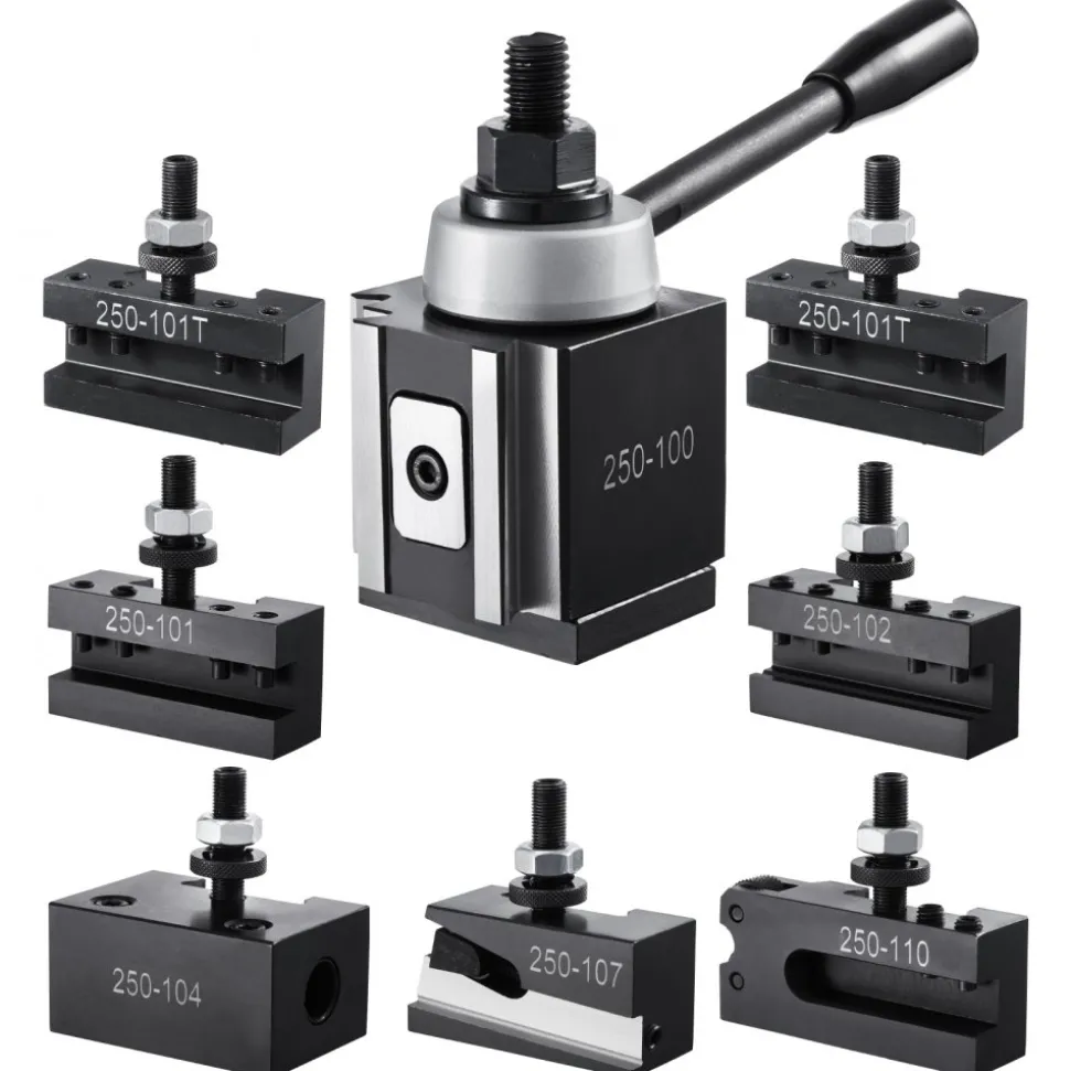 VEVOR Quick Change Tool Post Set, 8 Pcs, Includes Lathe Tool Holders, Wedge Type Tool Post with Turning Tool Holder Accessories, Fit for Mini Lathe & Metal Lathe 6"-12" Swing, Durable Steel Material