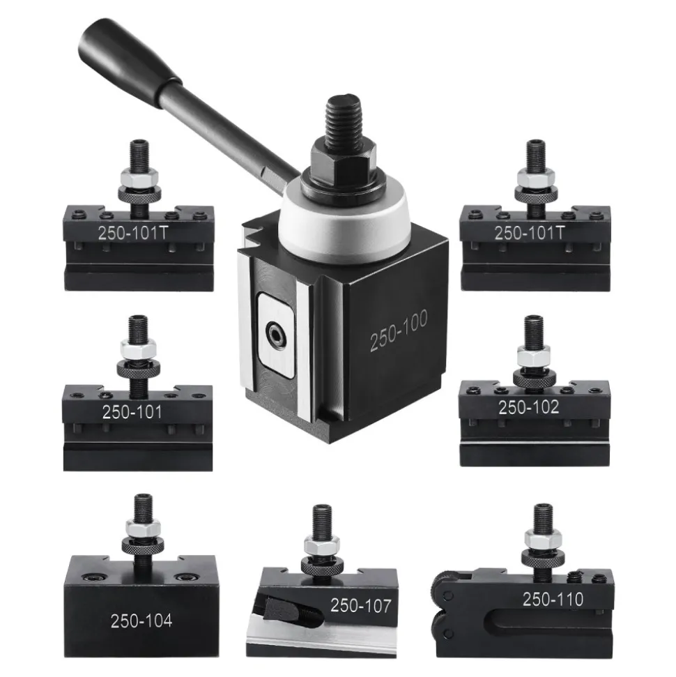 VEVOR Quick Change Tool Post Set, 8 Pcs, Includes Lathe Tool Holders, Wedge Type Tool Post with Turning Tool Holder Accessories, Fit for Mini Lathe & Metal Lathe 6"-12" Swing, Durable Steel Material