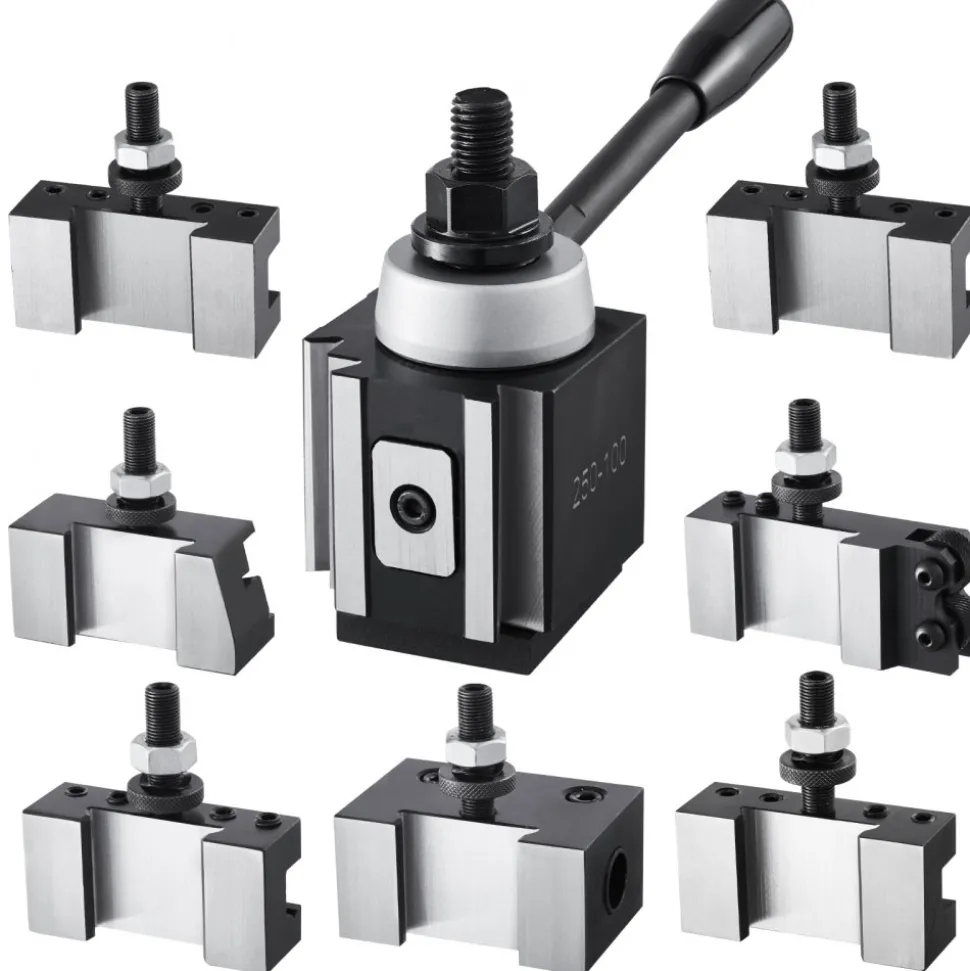 VEVOR Quick Change Tool Post Set, 8 Pcs, Includes Lathe Tool Holders, Wedge Type Tool Post with Turning Tool Holder Accessories, Fit for Mini Lathe & Metal Lathe 6"-12" Swing, Durable Steel Material