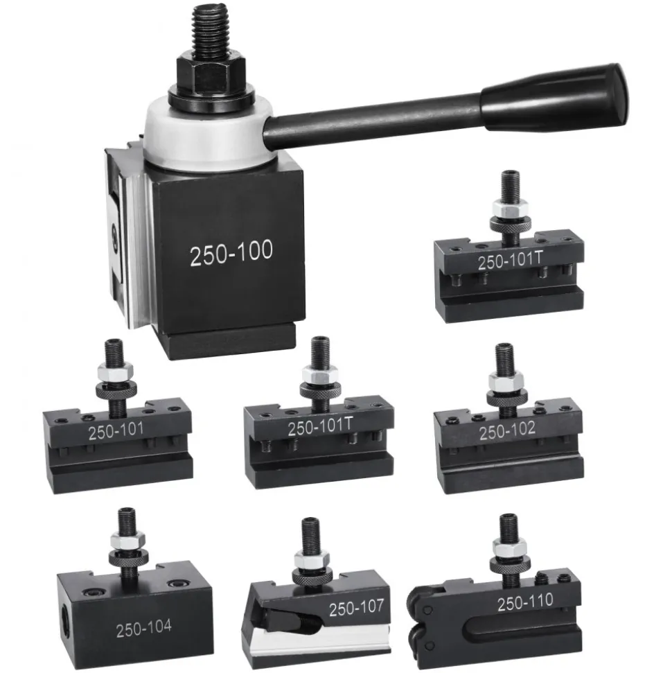 VEVOR Quick Change Tool Post Set, 8 Pcs, Includes Lathe Tool Holders, Wedge Type Tool Post with Turning Tool Holder Accessories, Fit for Mini Lathe & Metal Lathe 6"-12" Swing, Durable Steel Material