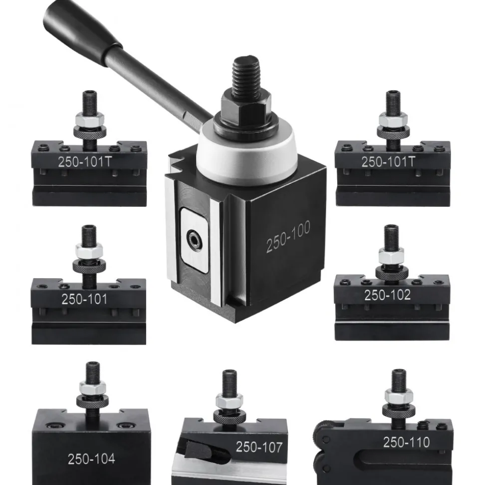 VEVOR Quick Change Tool Post Set, 8 Pcs, Includes Lathe Tool Holders, Wedge Type Tool Post with Turning Tool Holder Accessories, Fit for Mini Lathe & Metal Lathe 6"-12" Swing, Durable Steel Material