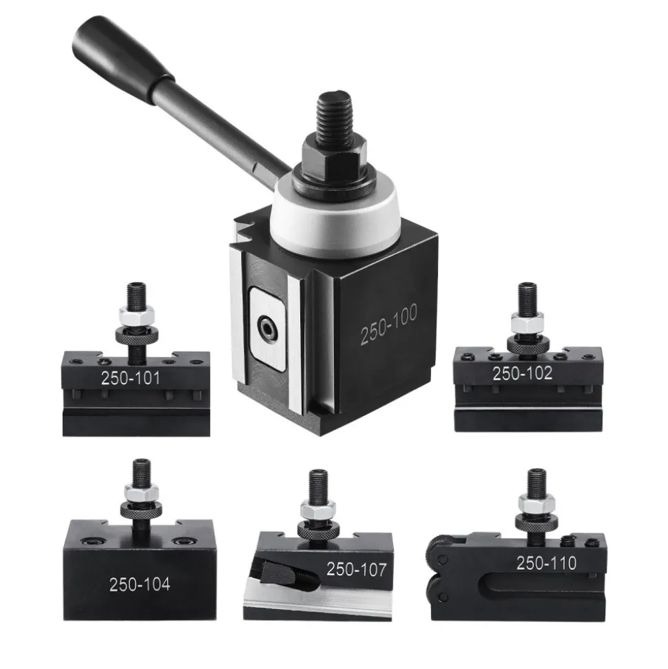 VEVOR Quick Change Tool Post Set, 6 Pcs, Includes Lathe Tool Holders, Piston Type Tool Post with Turning Tool Holder Accessories, Fit for Mini Lathe & Metal Lathe 6"-12" Swing, Durable Steel Material