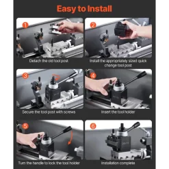 VEVOR Quick Change Tool Post Set, 6 Pcs, Includes Lathe Tool Holders, Piston Type Tool Post with Turning Tool Holder Accessories, Fit for Mini Lathe & Metal Lathe 6