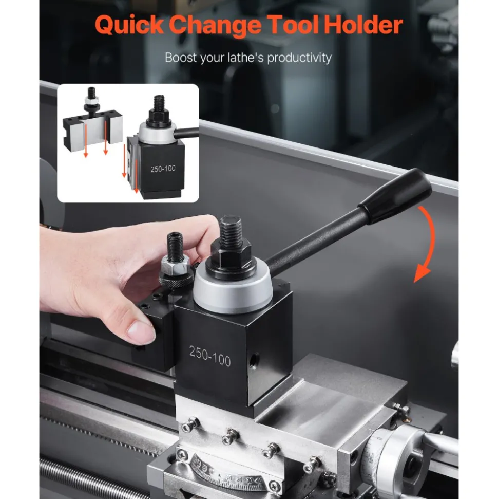 VEVOR Quick Change Tool Post Set, 6 Pcs, Includes Lathe Tool Holders, Piston Type Tool Post with Turning Tool Holder Accessories, Fit for Mini Lathe & Metal Lathe 6"-12" Swing, Durable Steel Material