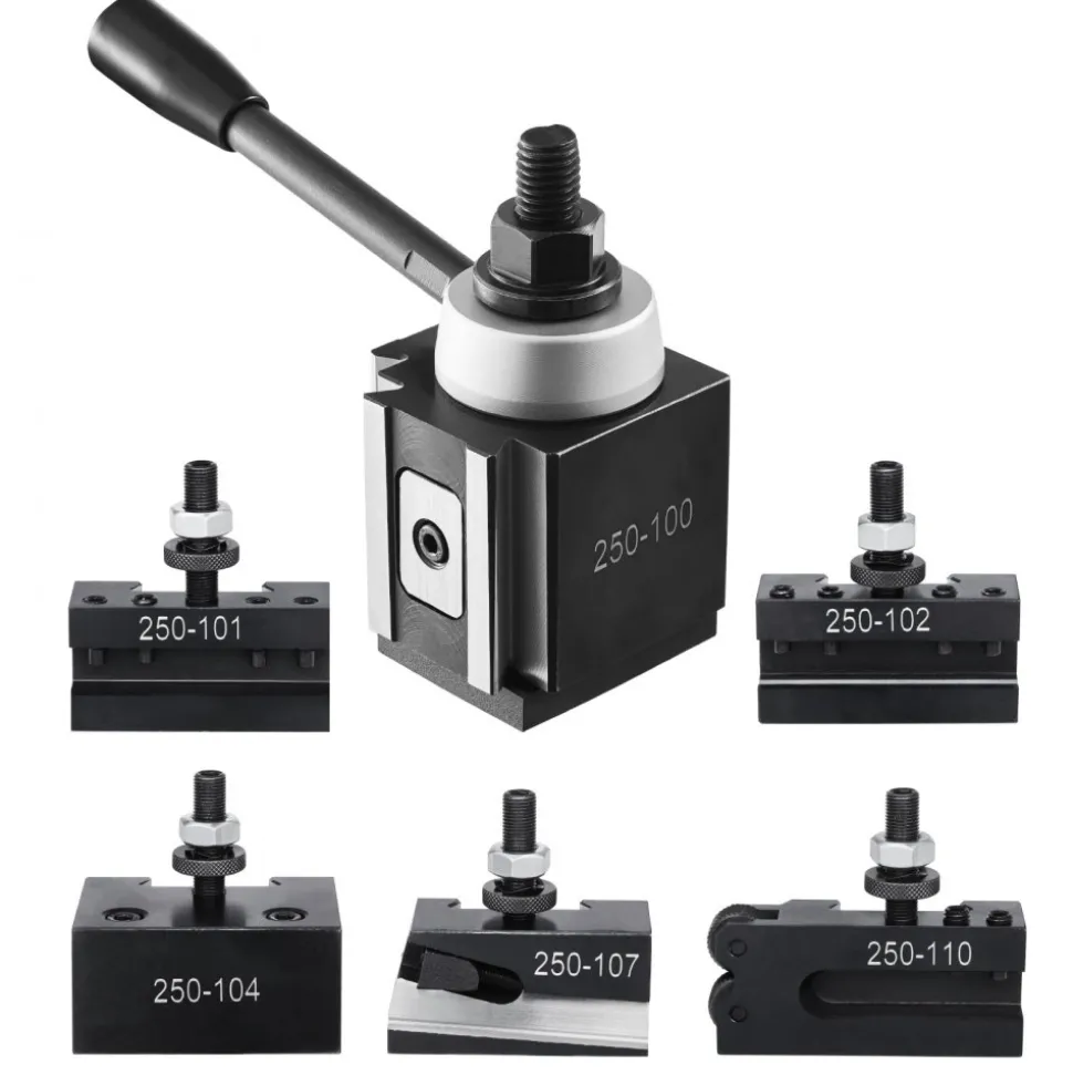 VEVOR Quick Change Tool Post Set, 6 Pcs, Includes Lathe Tool Holders, Piston Type Tool Post with Turning Tool Holder Accessories, Fit for Mini Lathe & Metal Lathe 6"-12" Swing, Durable Steel Material