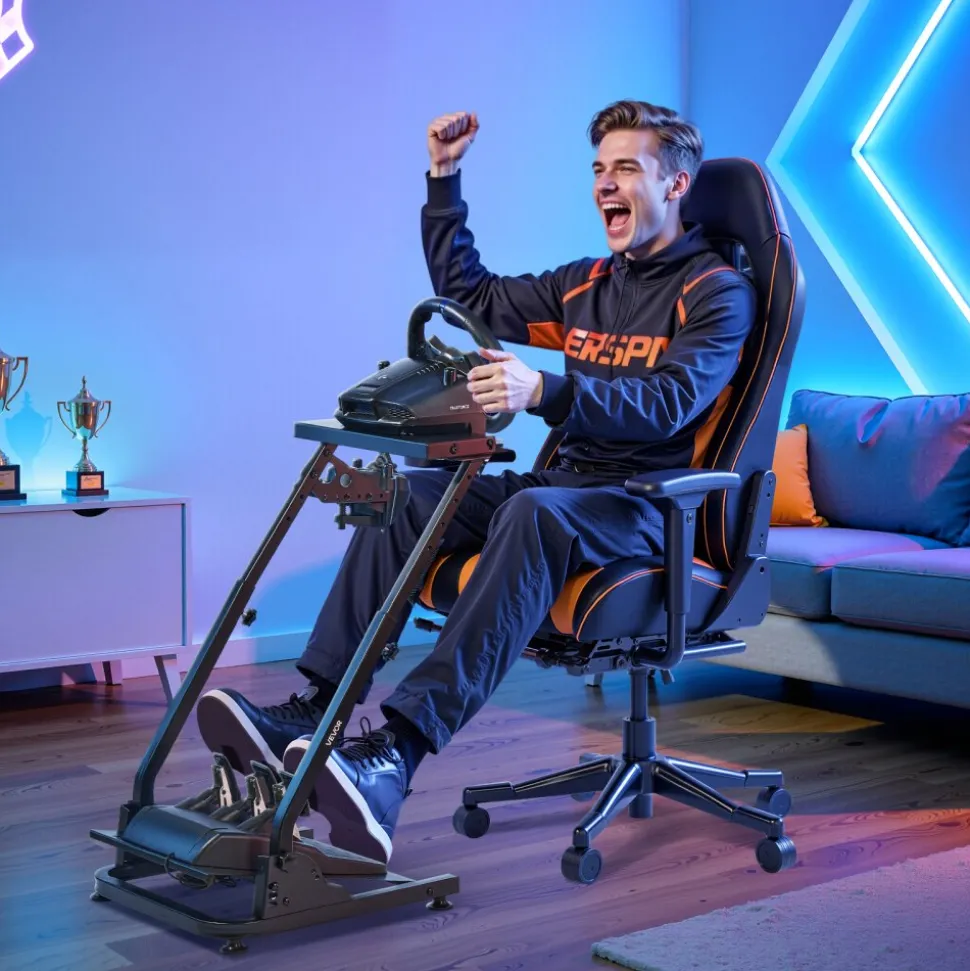 VEVOR Racing Wheel Stand, Adjustable & Foldable Simulator Stand for Logitech G29 G27 G920 G923, Thrustmaster T300RS T300GT T248 TS-PC TSXW Gaming Cockpit,Pedals Simulator NOT Included