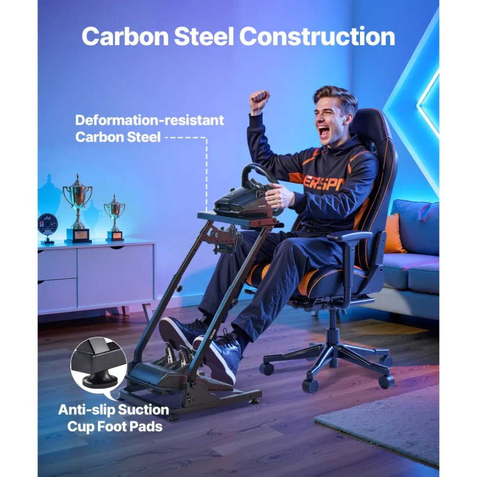 VEVOR Racing Wheel Stand, Adjustable & Foldable Simulator Stand for Logitech G29 G27 G920 G923, Thrustmaster T300RS T300GT T248 TS-PC TSXW Gaming Cockpit,Pedals Simulator NOT Included