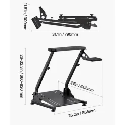 VEVOR Racing Wheel Stand, Adjustable & Foldable Simulator Stand for Logitech G29 G27 G920 G923, Thrustmaster T300RS T300GT T248 TS-PC TSXW Gaming Cockpit,Pedals Simulator NOT Included