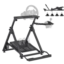 VEVOR Racing Wheel Stand, Adjustable & Foldable Simulator Stand for Logitech G923 G920 G29 G27, Thrustmaster T300RS TX F458 T500RS T3PA-PRO(F1/GT) Gaming Cockpit,Pedals Simulator NOT Included,Compact