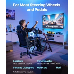 VEVOR Racing Wheel Stand, Adjustable & Foldable Simulator Stand for Logitech G923 G920 G29 G27, Thrustmaster T300RS TX F458 T500RS T3PA-PRO(F1/GT) Gaming Cockpit,Pedals Simulator NOT Included,Compact