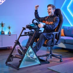 VEVOR Racing Wheel Stand, Adjustable & Foldable Simulator Stand for Logitech G923 G920 G29 G27, Thrustmaster T300RS TX F458 T500RS T3PA-PRO(F1/GT) Gaming Cockpit,Pedals Simulator NOT Included,Compact
