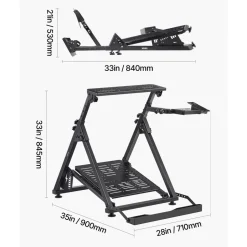 VEVOR Racing Wheel Stand, Adjustable & Foldable Simulator Stand for Logitech G923 G920 G29 G27, Thrustmaster T300RS TX F458 T500RS T3PA-PRO(F1/GT) Gaming Cockpit,Pedals Simulator NOT Included,Compact