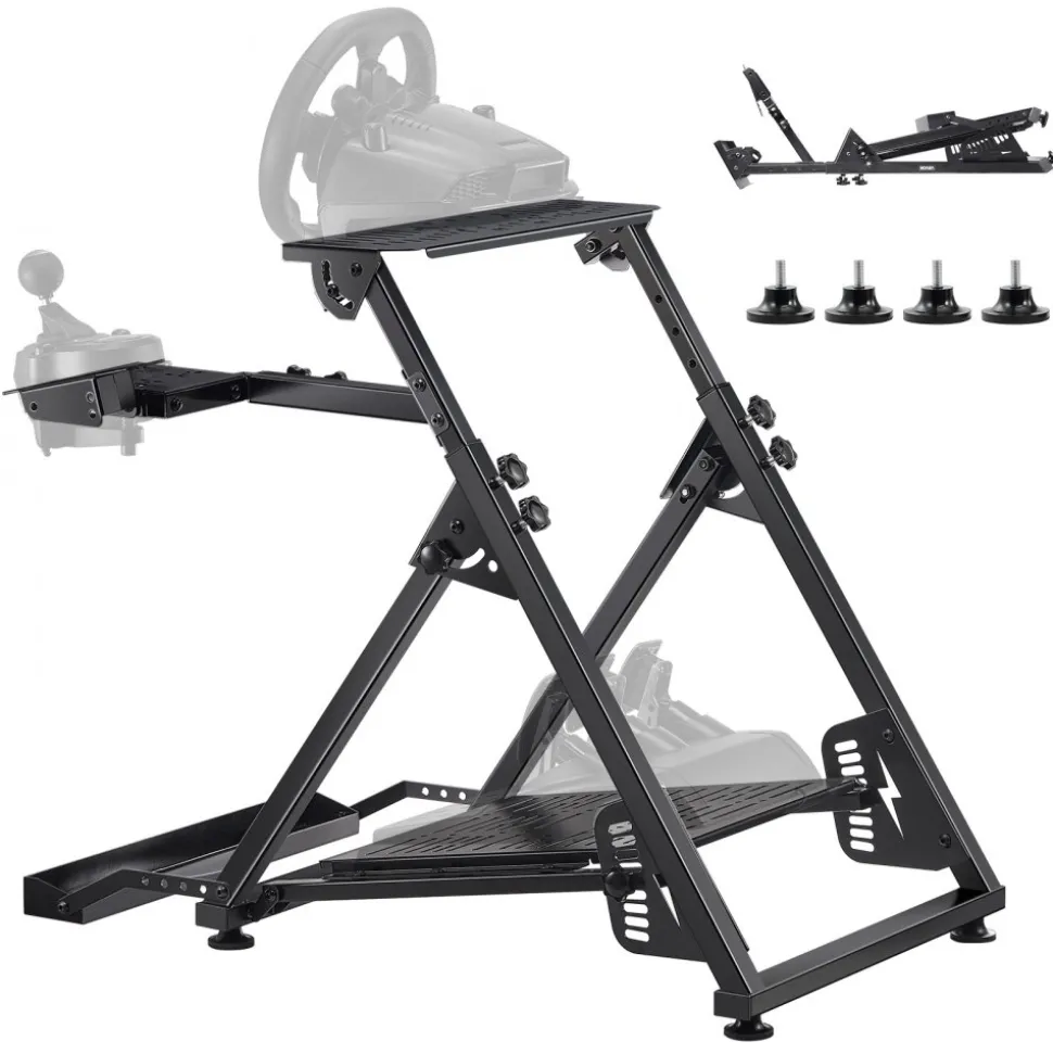 VEVOR Racing Wheel Stand, Adjustable & Foldable Simulator Stand for Logitech G923 G920 G29 G27, Thrustmaster T300RS TX F458 T500RS T3PA-PRO(F1/GT) Gaming Cockpit,Pedals Simulator NOT Included,Compact